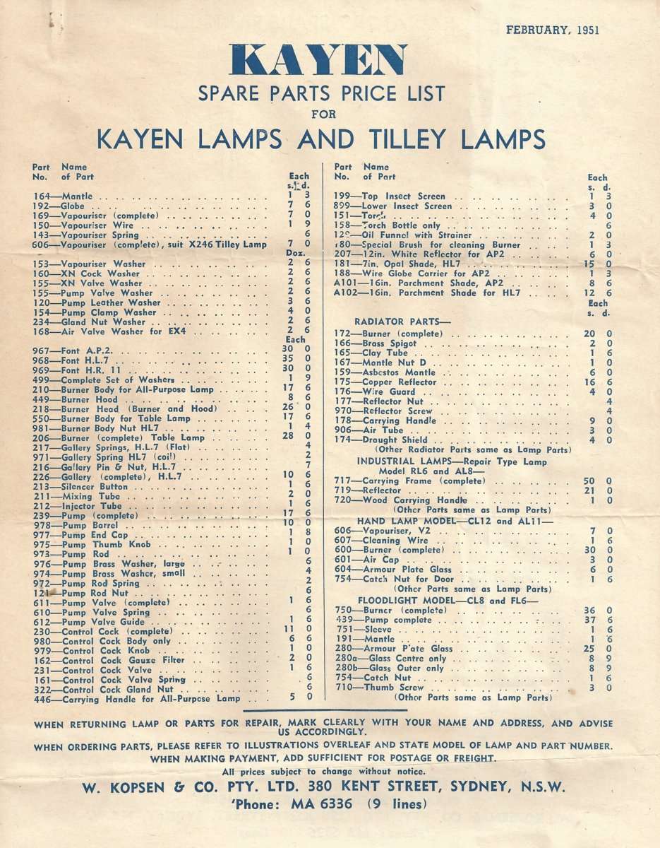 Kayen lamp parts