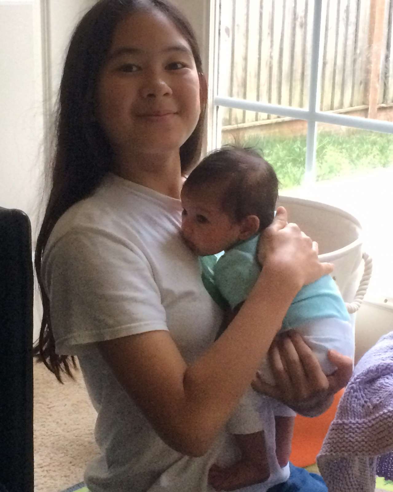 What up, cuz?  Little monkey visiting cousins.  She's a good sitter.